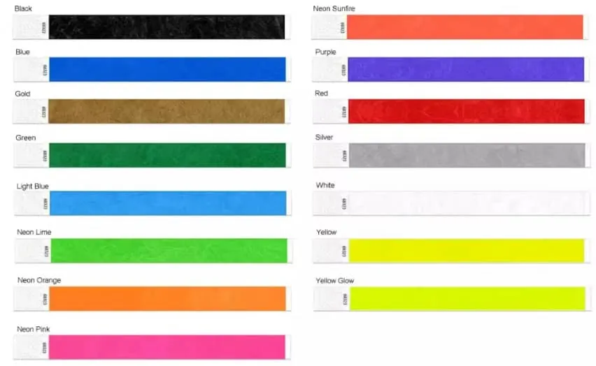 custom colors for paper rfid wristbands