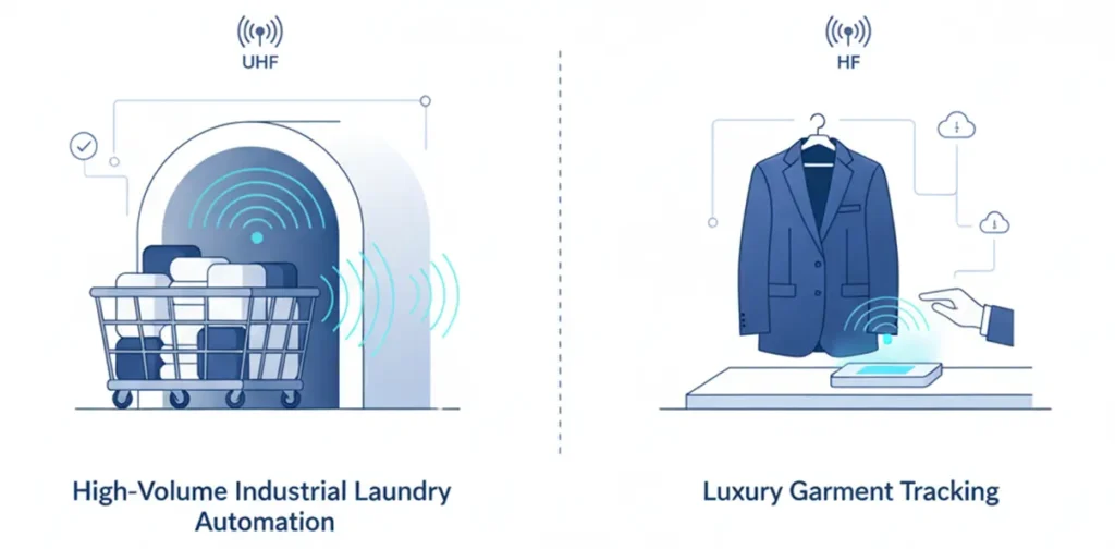 Uhf hf laundry tags difference
