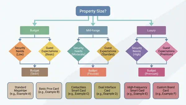 Decision tree flowchart for choosing key card types